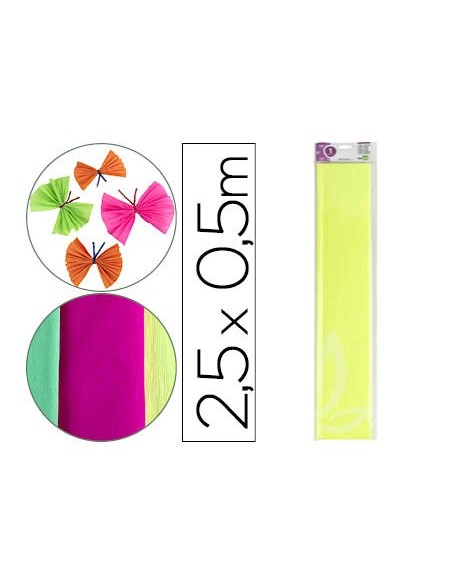 PAPEL CRESPON LIDERPAPEL 50 CM X 2,5 M 34G/M2 AM.FLUORESCENTE CP36