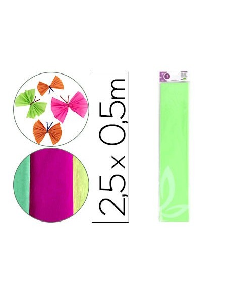 PAPEL CRESPON LIDERPAPEL 50 CM X 2,5 M 34G/M2 VERDE FLUORESCENTE CP37