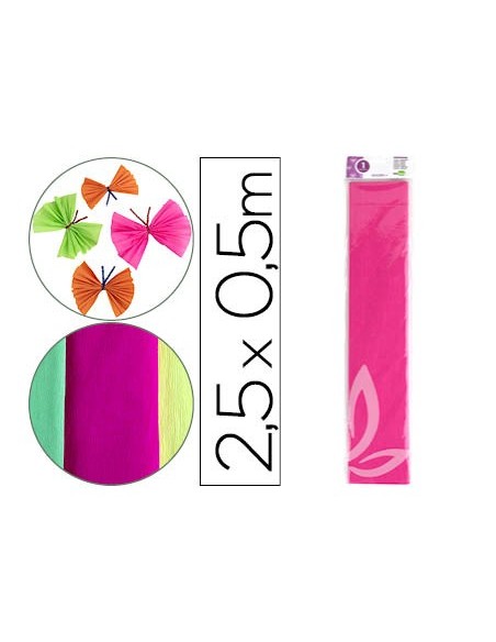PAPEL CRESPON LIDERPAPEL 50 CM X 2,5 M 34G/M2 ROSA FLUORESCENTE CP38