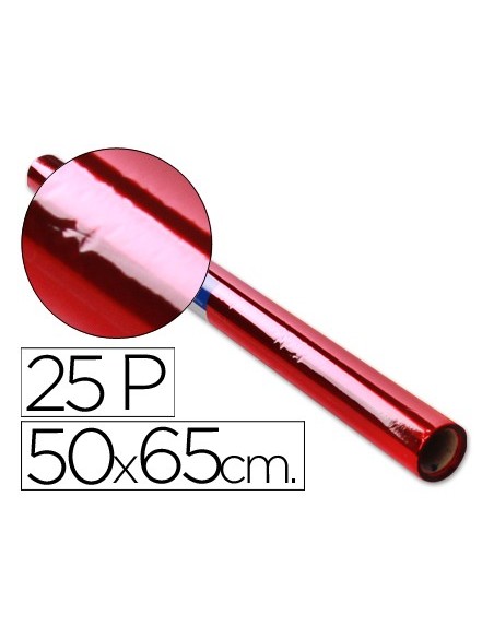 PAPEL CELOFAN ROLLO TREPADO ROJO 25 H.50X65 CM