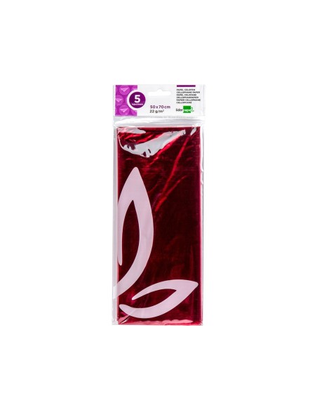 PAPEL CELOFAN LIDERPAPEL 50X70 CM 22G/M2 BOLSA DE 5 HOJAS ROSA
