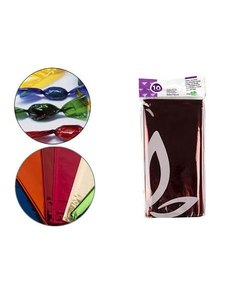 PAPEL CELOFAN LIDERPAPEL 50X70 CM 22G/M2 BOLSA 10 H. COL.ES SURTIDOS