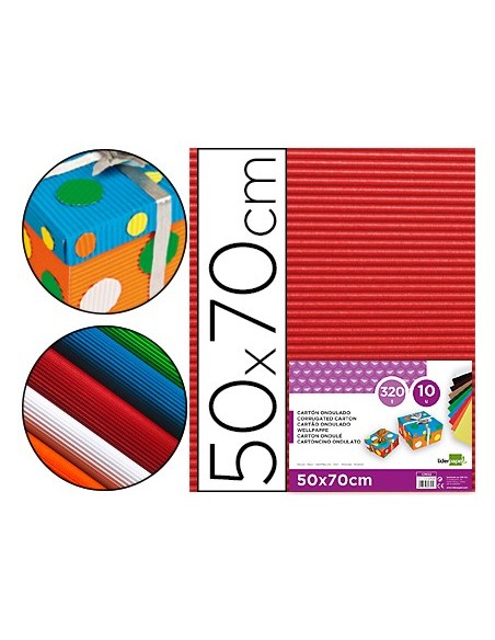 CARTON ONDULADO ROJO HOJA 50X70 CM 320 GR