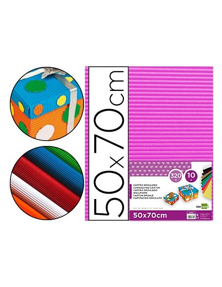 CARTON ONDULADO FUCSIA HOJA 50X70 CM 320 GR