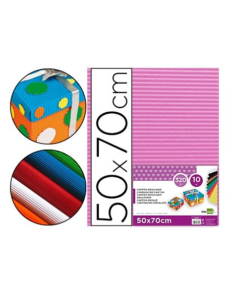CARTON ONDULADO ROSA HOJA 50X70 CM 320 GR