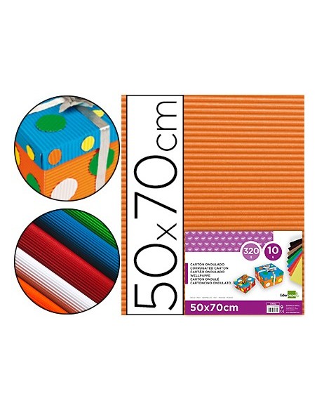 CARTON ONDULADO NARANJA HOJA 50X65 CM 320 GR