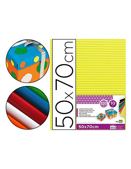 CARTON ONDULADO AMARILLO HOJA 50X70 CM 320 GR