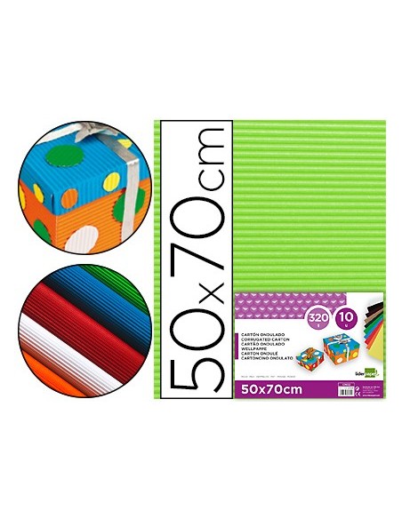 CARTON ONDULADO VER PISTACHO HOJA 50X70 CM 320 GR