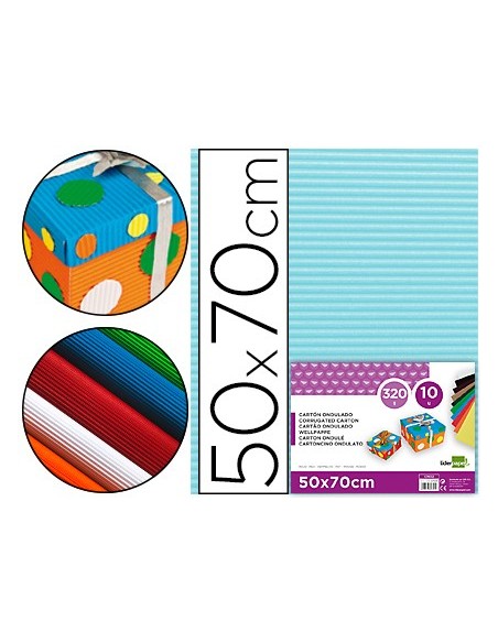 CARTON ONDULADO CELESTE HOJA 50X70 CM 320 GR