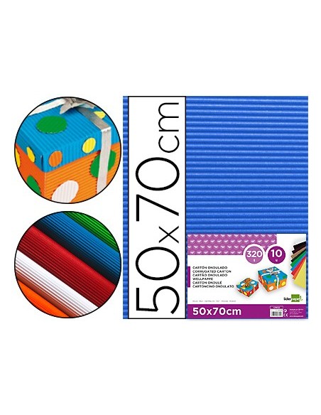 CARTON ONDULADO AZUL HOJA 50X70 CM 320 GR