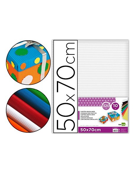 CARTON ONDULADO BLANCO HOJA 50X70 CM 320 GR