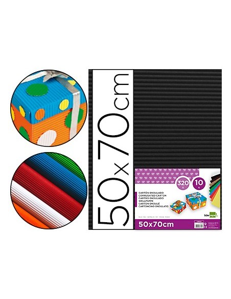 CARTON ONDULADO NEGRO HOJA 50X70 CM 320 GR