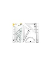 JUEGO ESCUADRA Y CARTABON 25CM REGLA 30CM Y SEMICIRCULO 15CM EN PETAC 2