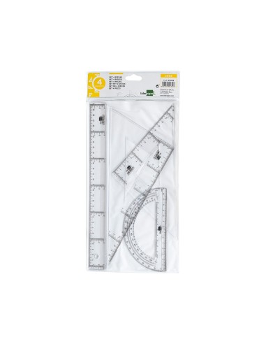 JUEGO ESCUADRA Y CARTABON 25CM REGLA 30CM Y SEMICIRCULO 15CM EN PETAC