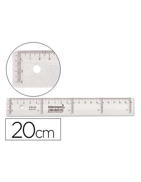 REGLA 20 CM PLASTICO CRISTAL