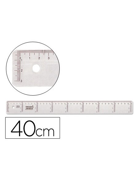 REGLA 40 CM PLASTICO CRISTAL