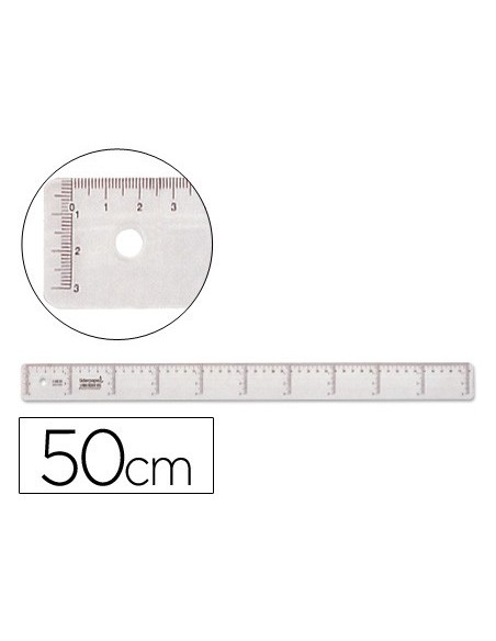 REGLA 50 CM PLASTICO CRISTAL