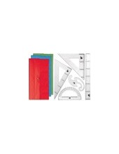 JUEGO ESCUADRA Y CARTABON 25CMREGLA 30CM SEMICIRCULO 15CM Y PLANTILLA 2