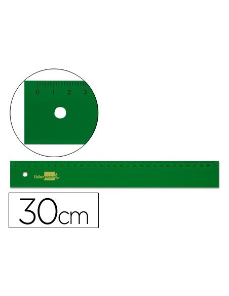 REGLA 30 CM ACRILICO VERDE