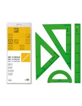 JUEGO ESCUADRA CARTABON REGLA 30 CMS Y SEMICIRCULO EN PETACALIDERPAPE