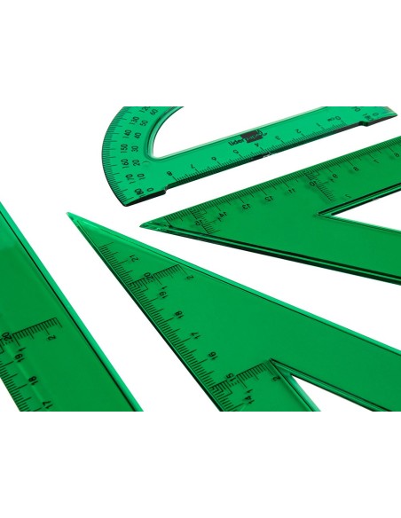 JUEGO ESCUADRA CARTABON REGLA 30 CMS Y SEMICIRCULO EN PETACALIDERPAPE
