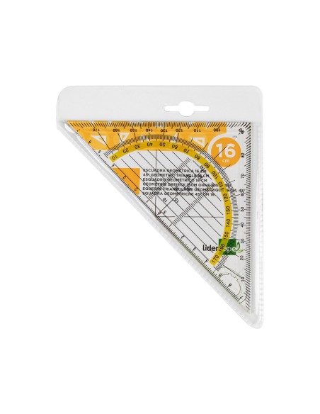 ESCUADRA LIDERPAPEL GEOMETRIA 16 CM PLASTICO CRISTAL