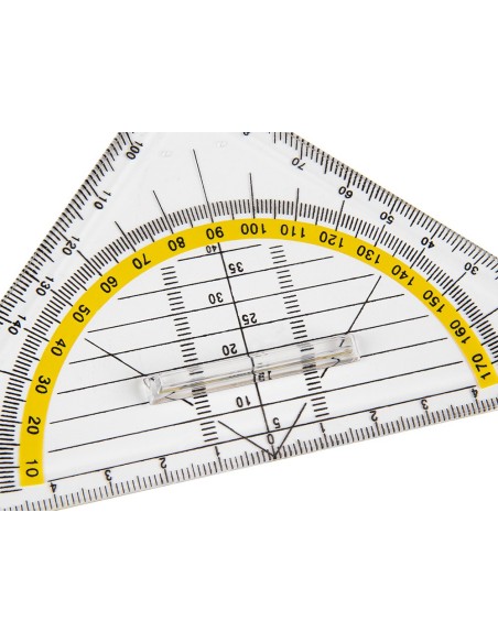 ESCUADRA LIDERPAPEL GEOMETRIA 16 CM PLASTICO CRISTAL AGARRADERA FIJA