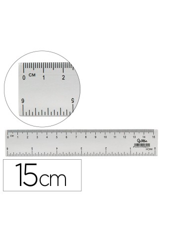 REGLA  PLAST.CRISTAL 15 CM