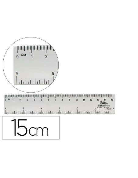 REGLA  PLAST.CRISTAL 15 CM
