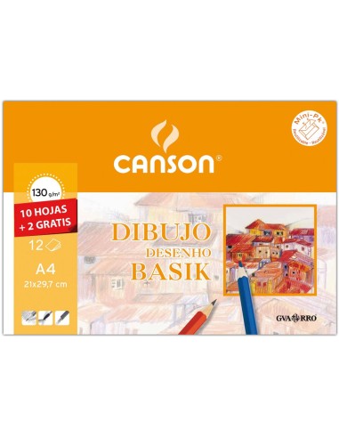 PAPEL DIBUJO BASIK 240X320 DIN A4 + 130 GR. C/RECUADRO MINIPACK 10 H.