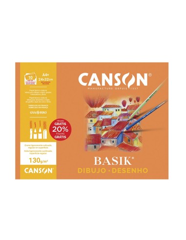 PAPEL DIBUJO BASIK 240X320 DIN A4 + 130 GR. C/RECUADRO MINIPACK 10 H.