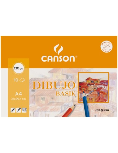 PAPEL DIBUJO BASIK DIN A3 + 32,5X 46,0 CMS C/RECUADRO EN MINIPACKS 10