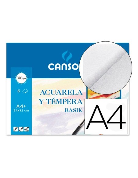 PAPEL ACUARELA BASIK CANSON DIN A4 370 GR PACK 6 H.24 X 32 CM
