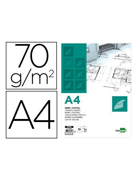 PAPEL DIBUJO LIDERPAPEL A4 210X297MM 70G/M2 VEGETAL SOBRE 12 HOJAS