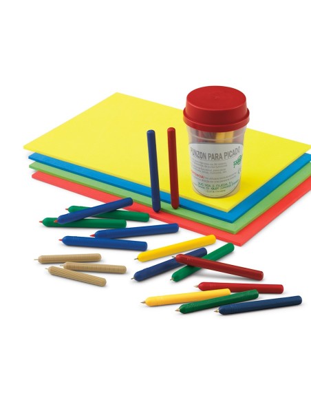 PUNZON PLASTICO COLOR C/PUNTA ACERO LATONADO