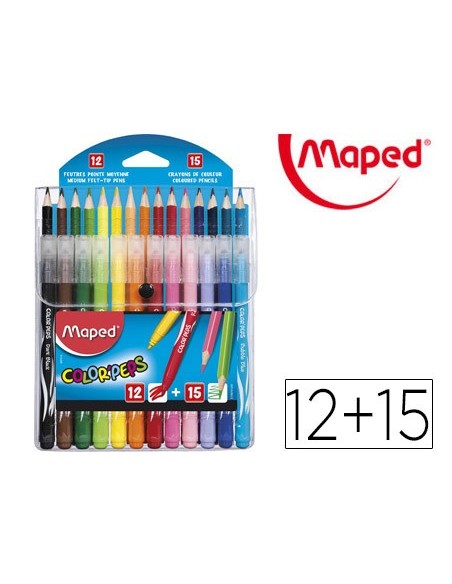 PACK COMBO MAPED PEPS 12 ROTULADORES+15 LAPICES COL.