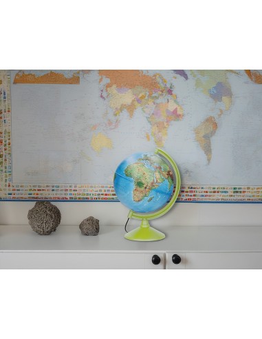 GLOBO TERRAQUEO  LUZ FISICO POLITICO DIAMETRO 26 CM