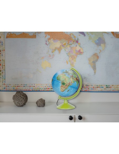 GLOBO TERRAQUEO  LUZ FISICO POLITICO DIAMETRO 26 CM