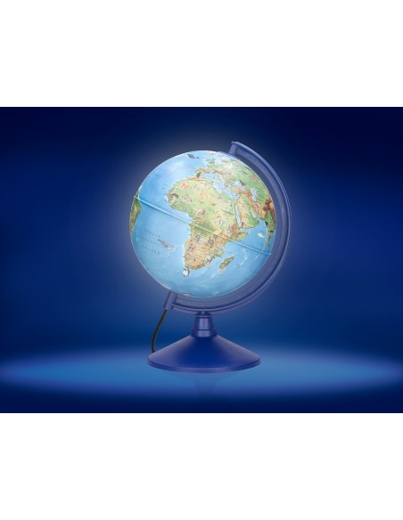 GLOBO TERRAQUEO  LUZ FISICO POLITICO ANIMALES DIAMETRO 20 CM