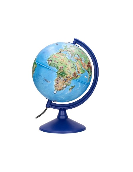 GLOBO TERRAQUEO  LUZ FISICO POLITICO ANIMALES DIAMETRO 20 CM