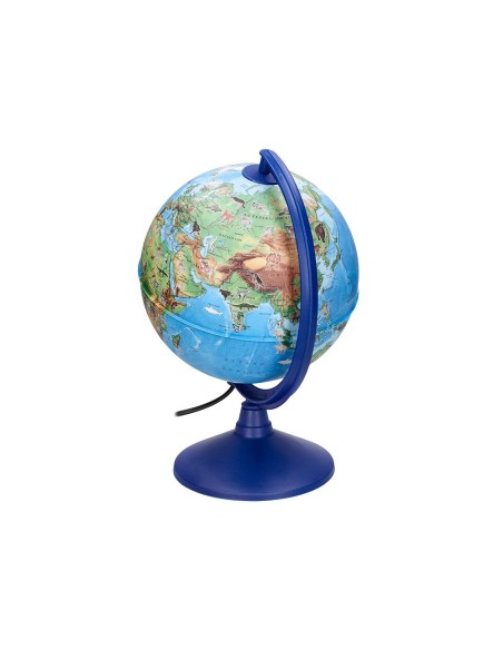 GLOBO TERRAQUEO  LUZ FISICO POLITICO ANIMALES DIAMETRO 20 CM