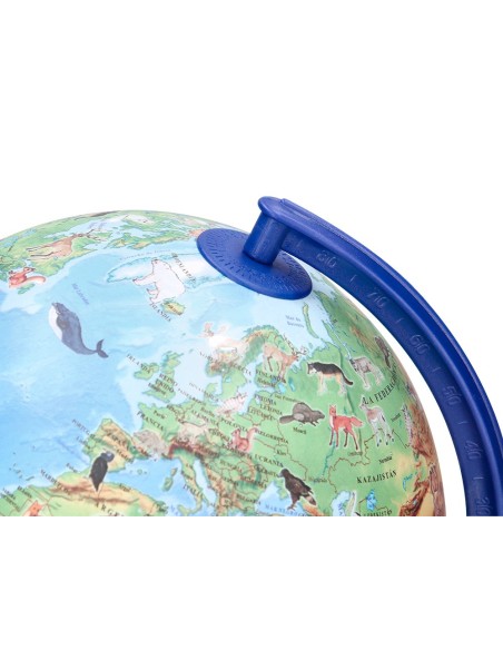 GLOBO TERRAQUEO  LUZ FISICO POLITICO ANIMALES DIAMETRO 20 CM