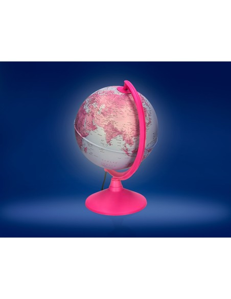 GLOBO TERRAQUEO  LUZ FISICO POLITICO DIAMETRO 20 CM ROSA