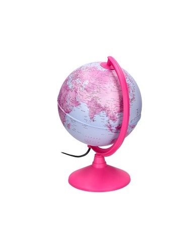 GLOBO TERRAQUEO  LUZ FISICO POLITICO DIAMETRO 20 CM ROSA