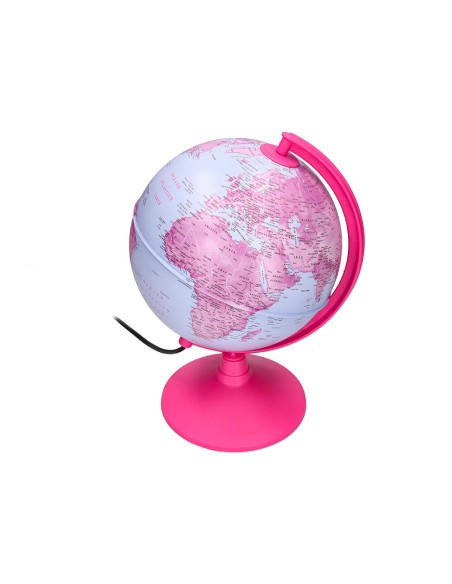GLOBO TERRAQUEO  LUZ FISICO POLITICO DIAMETRO 20 CM ROSA