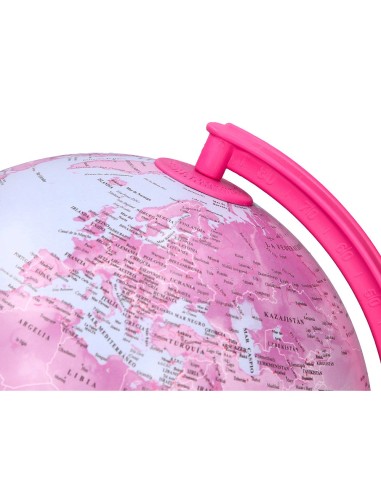 GLOBO TERRAQUEO  LUZ FISICO POLITICO DIAMETRO 20 CM ROSA