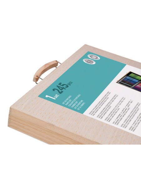 ESTUCHE PINTURA  MADERA 245 PIEZAS MALETIN 49X36,6X4,5 CM