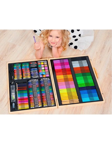 ESTUCHE PINTURA  MADERA 245 PIEZAS MALETIN 49X36,6X4,5 CM