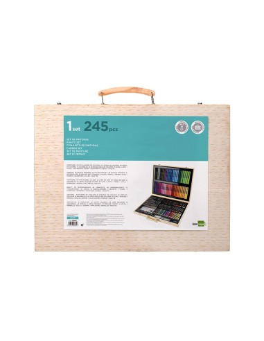 ESTUCHE PINTURA  MADERA 245 PIEZAS MALETIN 49X36,6X4,5 CM