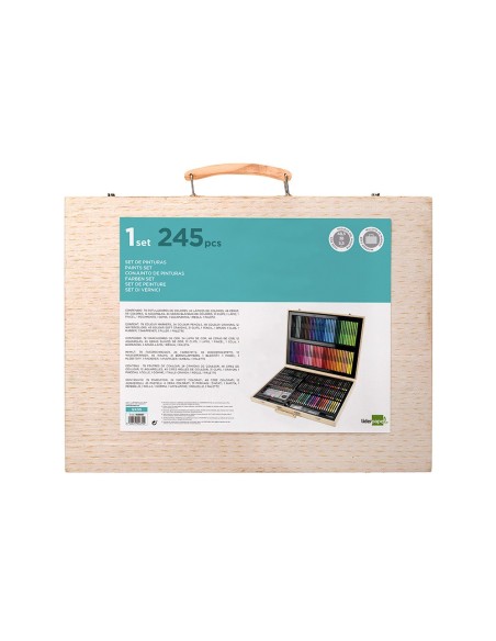 ESTUCHE PINTURA  MADERA 245 PIEZAS MALETIN 49X36,6X4,5 CM